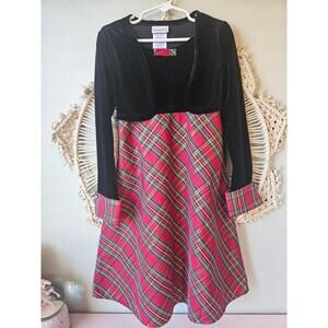 Sz 6 Christmas Dress- Plaid & Velour